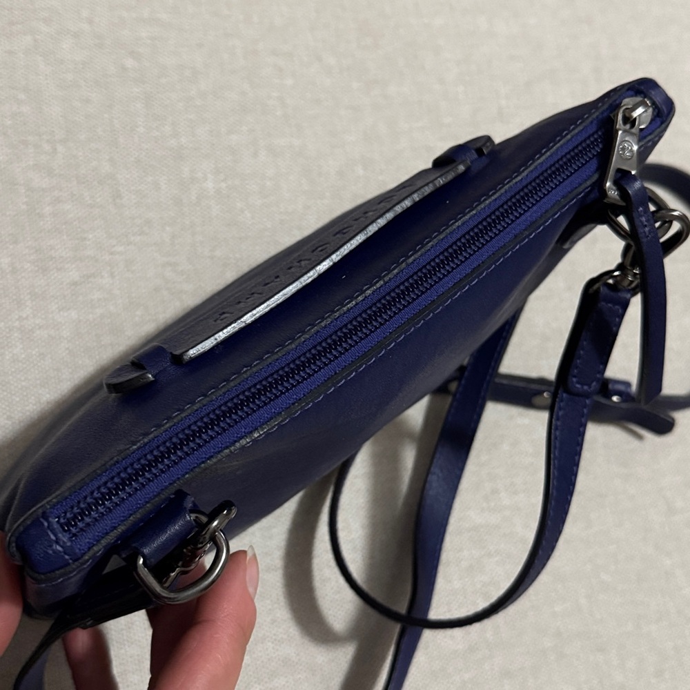 Like New Longchamp 3D Leather Crossbody Blue In Sapphire Color-Gunmetal Hardware - Picture 11 of 16